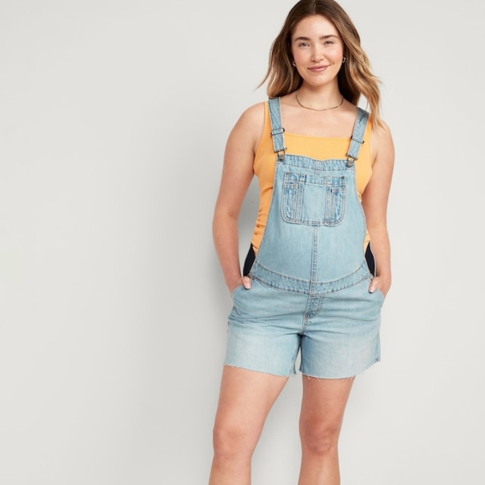 Maternity Denim Short Overalls - Old Navy Size M